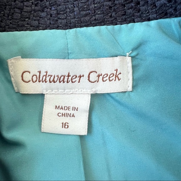 Coldwater Creek navy blue metallic textured blazer jacket Size 16 - Picture 4 of 11
